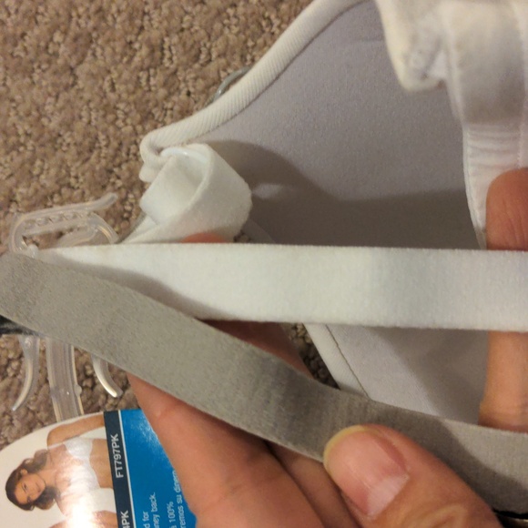 FRUIT OF THE LOOM 2 pack Grey and White Lightly Lined Full Coverage Bras NWT - Picture 6 of 8